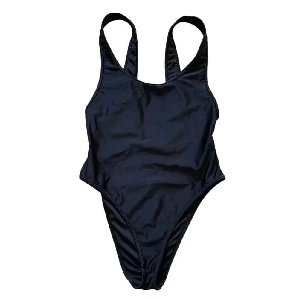 Forever 21 Open Back Black One Piece Swimmsuit SZ S